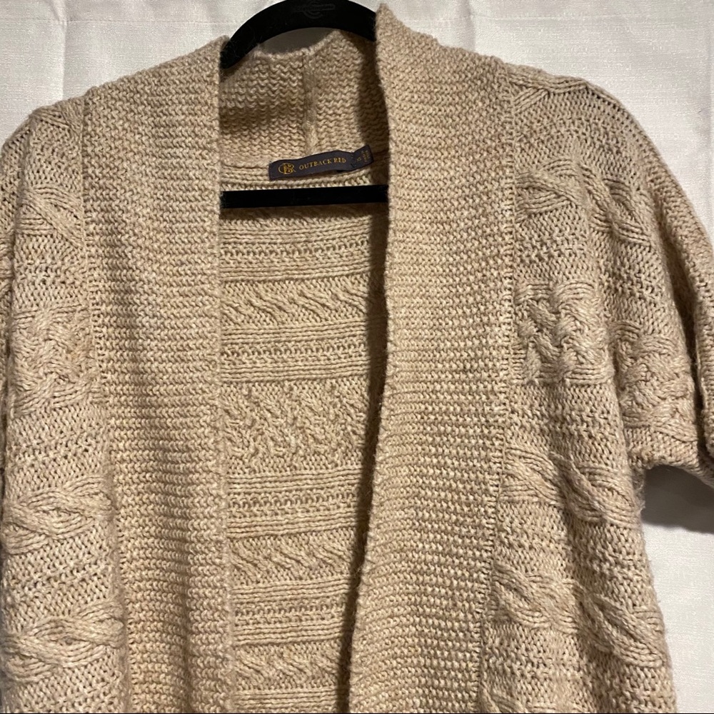 Outback Red Women’s Size XS Wool Blend Sweater Cardigan Open Front Cable Knit - Picture 3 of 8